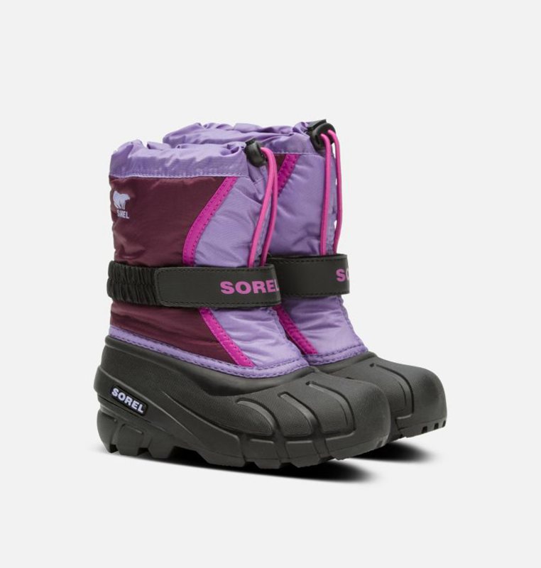 Kids Snow Boots Purple/Black - Sorel Childrens Flurry™ - 162-IDAGNR